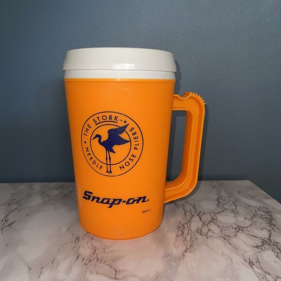 Vintage Snap On Orange Jug Thermos The Stork Needle Nose‎ Pliers Logo USA - Picture 2 of 10